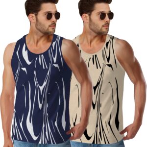 (Pack Of 2) Mens Plain V-Neck Vest / Navy & Beige